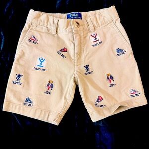 Polo Ralph Lauren Khaki Bear Embroidered Chino Shorts
